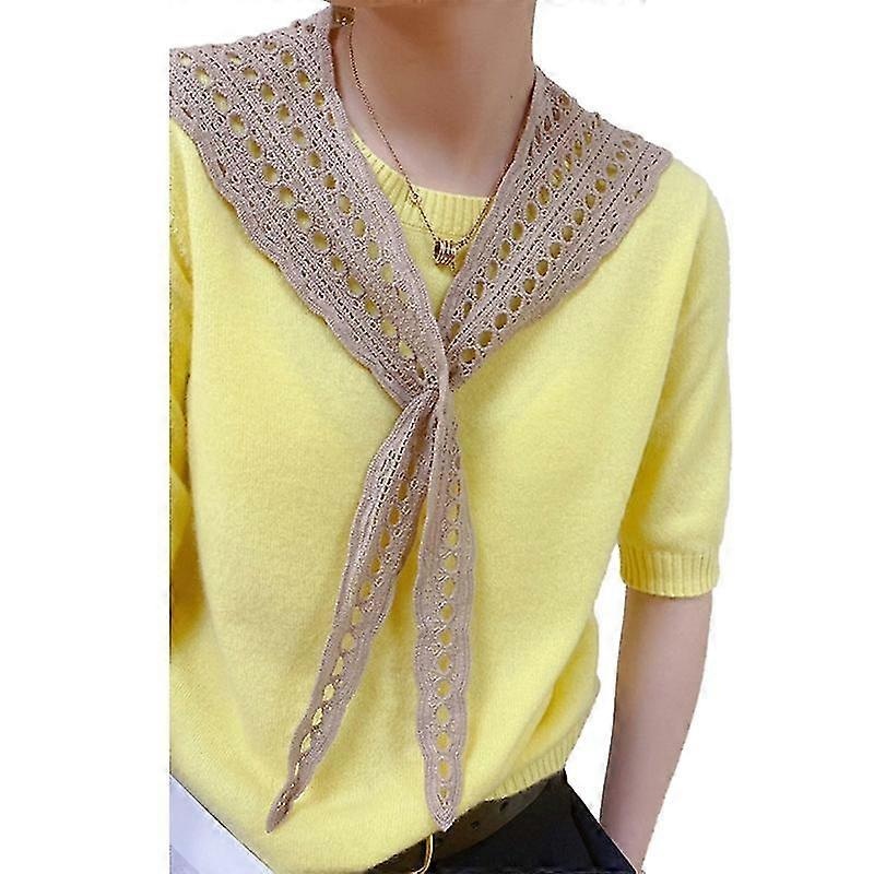 Pastoral Style Polyester Knotted Scarf With Crochet Women Small Shawl For Spring | Fruugo SG
