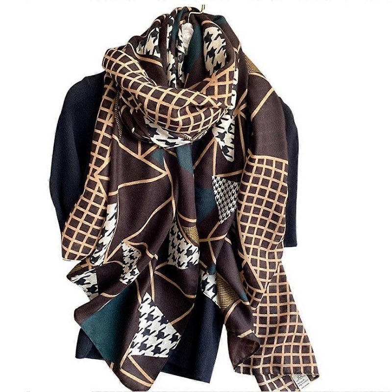 Plaid Scarf Long Shawl Elegant Warm Wrap Cotton Linen Scarf for Lady | Fruugo SG