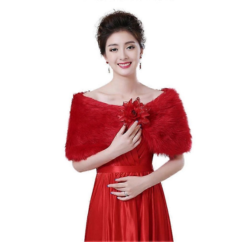 Red Bridal Winter Classic Faux Fur Capelets Shawls Soft Wedding Shoulder Cape Wraps Tippet Stoles | Fruugo SG