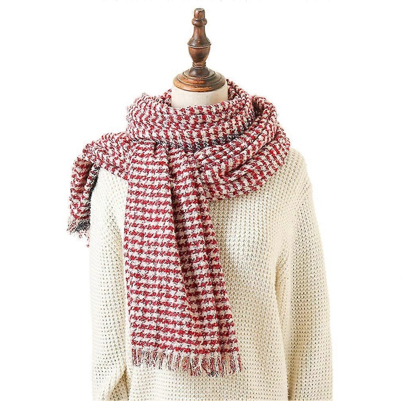 Red Plaid Warm Shawls and Wraps with Tassel Large Sized Poncho for Lady | Fruugo SG