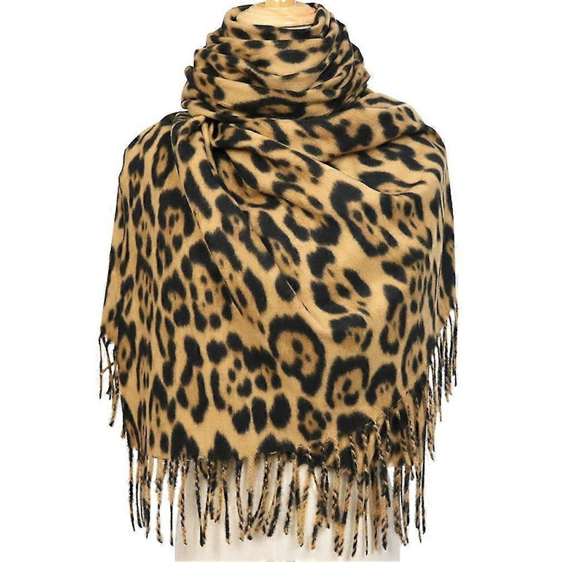 Warm Scarf Leopard Print Wraps Fringed Scarf Pashmina Neckerchief | Fruugo SG