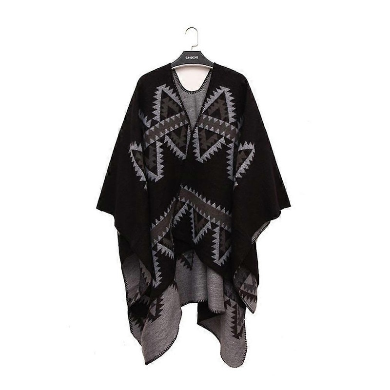 Warm Shawl Wrap Lady Thicken Poncho Pashmina Cardigant with Geometric Pattern | Fruugo SG