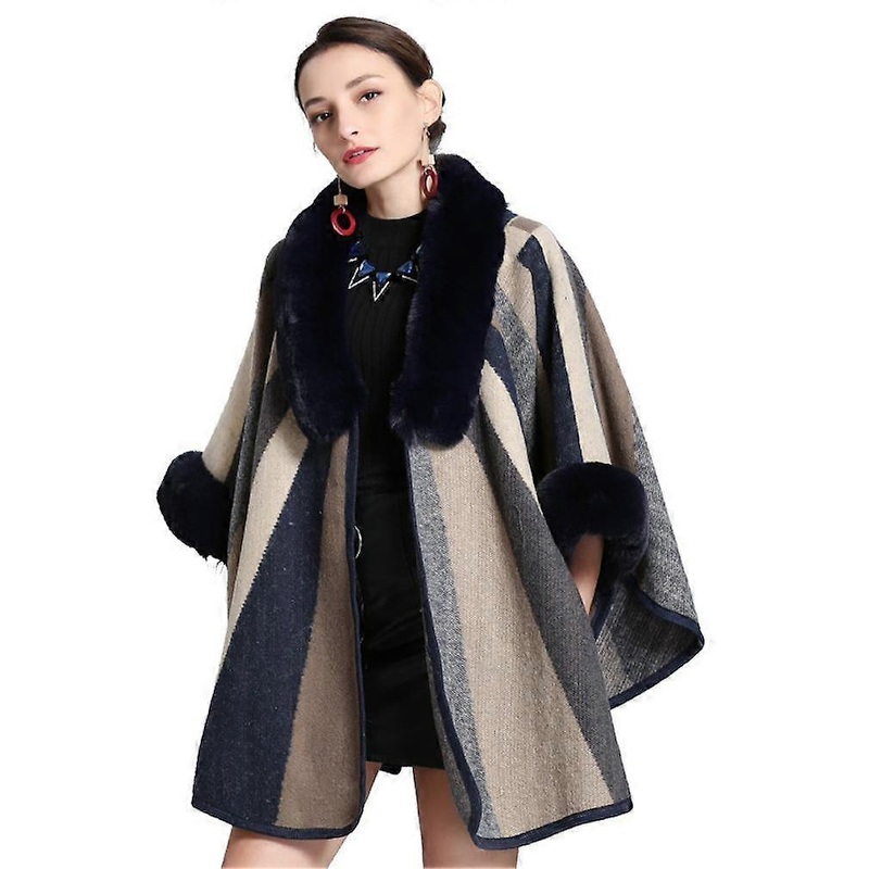 Warm Wraps Shawls with Faux Fur Trimming Crochet Cape Long Sleeve Cardigan for Lady | Fruugo SG