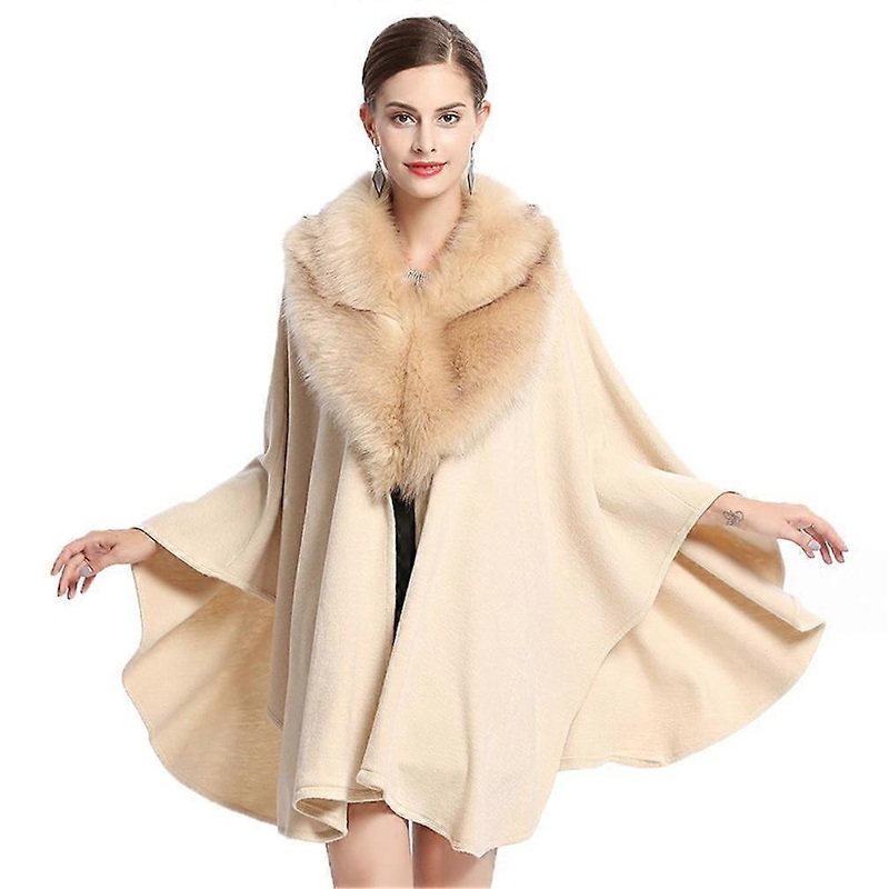 White Long Warm Wraps Shawls with Faux Fur Trimming Crochet Cape Long Sleeve Cardigan for Lady | Fruugo SG