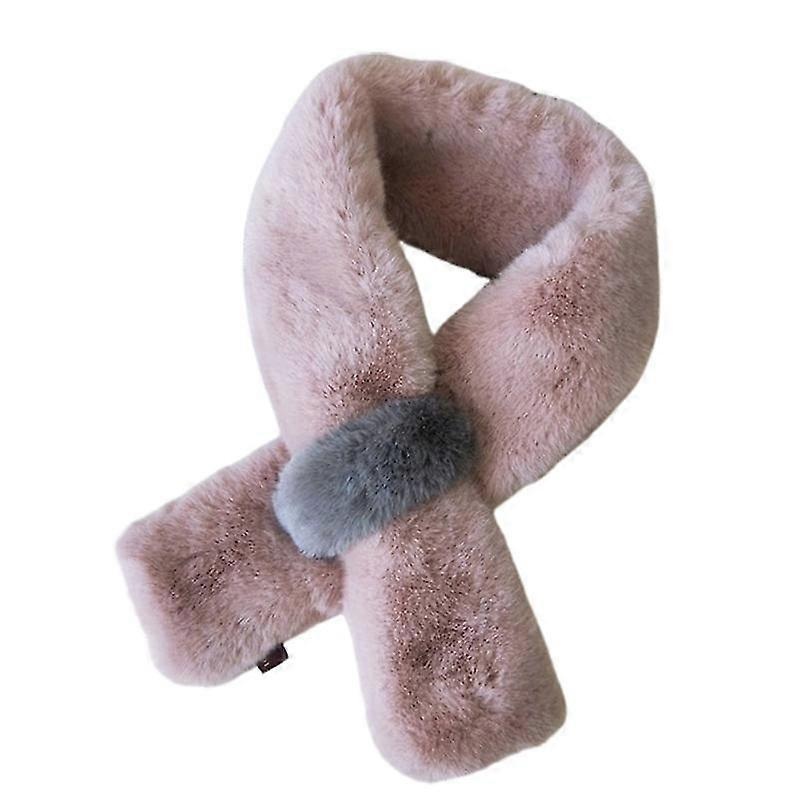 Winter Cute Faux Fur Plush Thick Warm Scarf Solid Color Fur Ball Cross Student | Fruugo SG