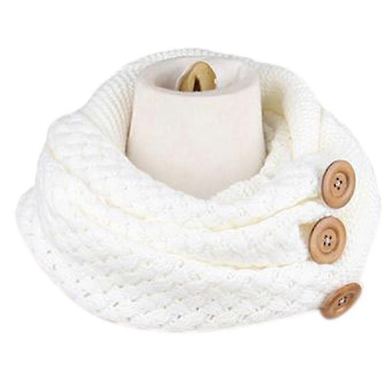 Women Winter Chunky Crochet Knit Circle Loop Infinity Scarf With 3 Buttons Decor Solid Color Collar Neckerchief Shawl | Fruugo SG