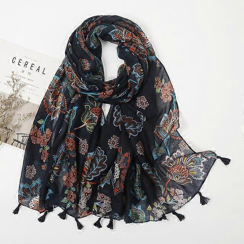 2021 Ethnic Head Scarf Women Muslim hijab caps Autumn Spring Spain Style Bohemian Long Floral Print Scarves Bandana 180*90Cm 1PC | Fruugo SG
