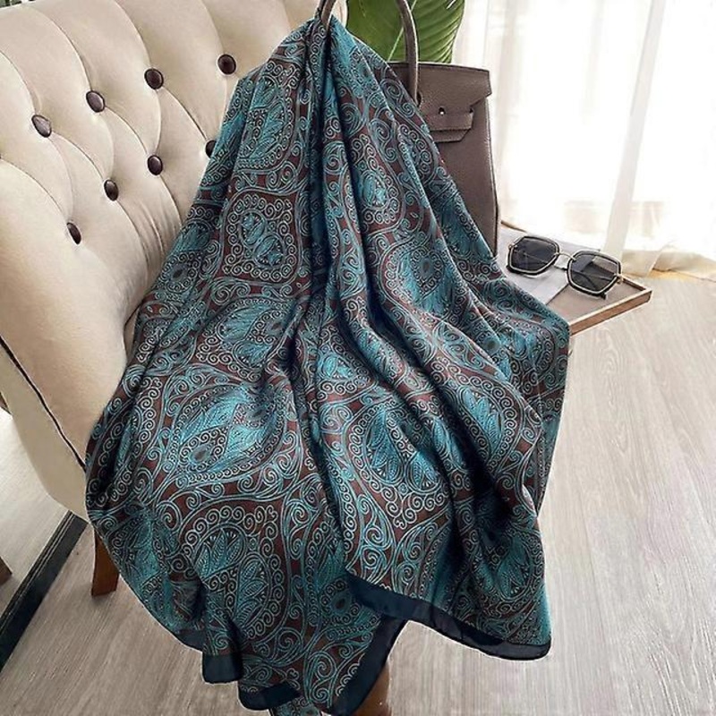 2023 Popular Sunscreen Beach Towel Female 180X90CM Satin Silk Scarf Summer Print Bandana New Kerchief Fashion High-Grade Shawl | Fruugo SG