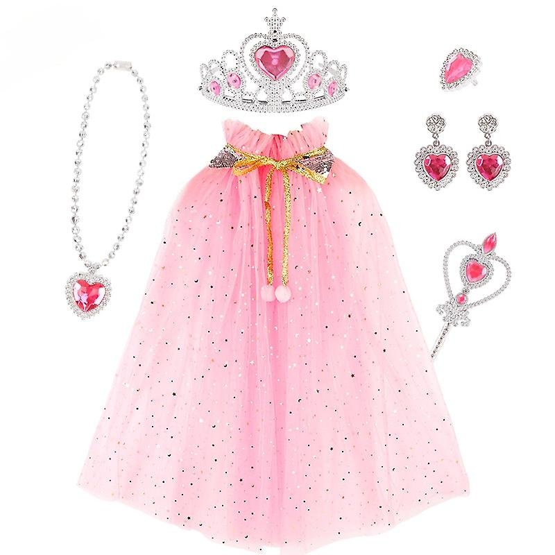 7pcs Princess Cape Set Girls Princess Party Cosplay Cloak With Tiara Crown Wand For Little Girls Dress Up Pretend Play | Fruugo SG