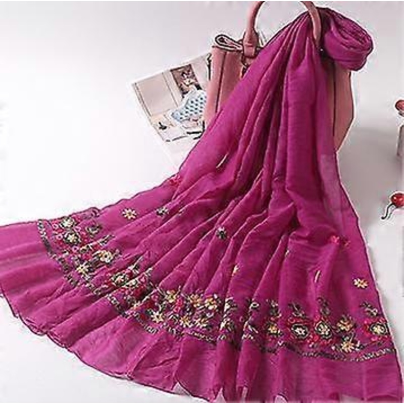 Embroidery Cotton Scarf Embroidered Air Conditioning Towel New Fashion Spring Winter Scarf Muslim Hijab Soft Feeling Lady Shawl | Fruugo SG