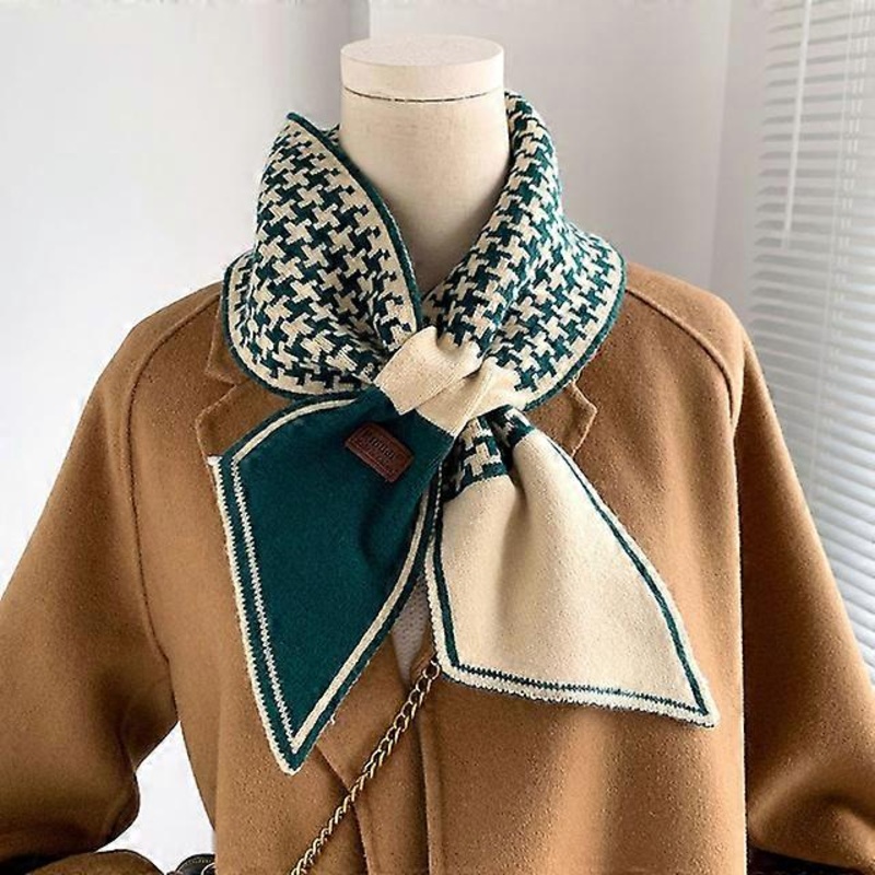 Houndstooth Plaid Luxury Brand Knitted Scarf 2021 New Scarf Women Winter Scarf Long Skinny Small Scarf Female Neckerchief Scarf | Fruugo SG