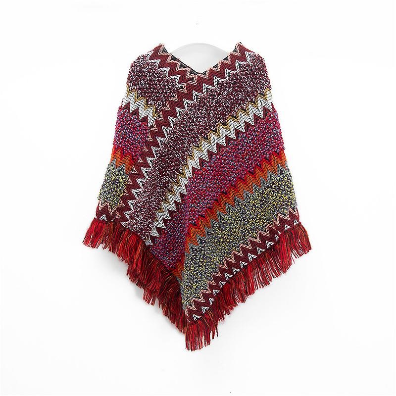 Ladies Ethnic Style Retro Head Cape Thick Color Striped Shawl Scarf | Fruugo SG