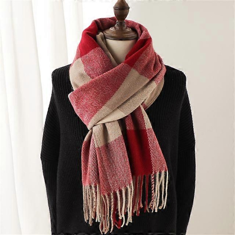 Luxury Plaid Scarf Winter Warm Cashmere Women Long Pashmina Foulard Female Scarves Lady Tassel Shawl Wraps 2022 Design New | Fruugo SG