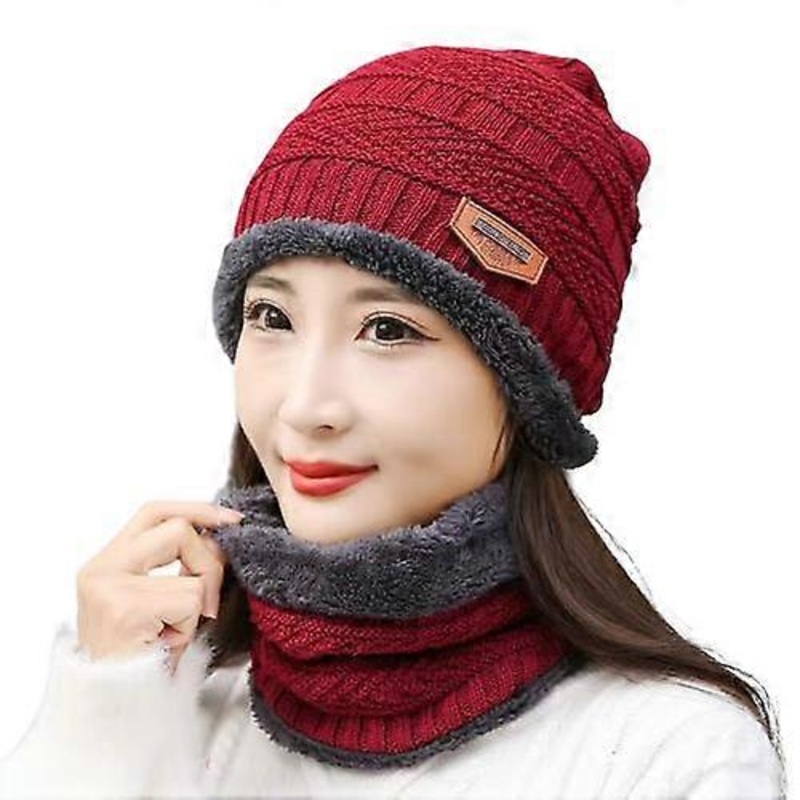 Men’s Women’s Winter Beanie Hat Scarf Set Warm Knitted Hat Thick Wool Lining Casual Hat Waist | Fruugo SG