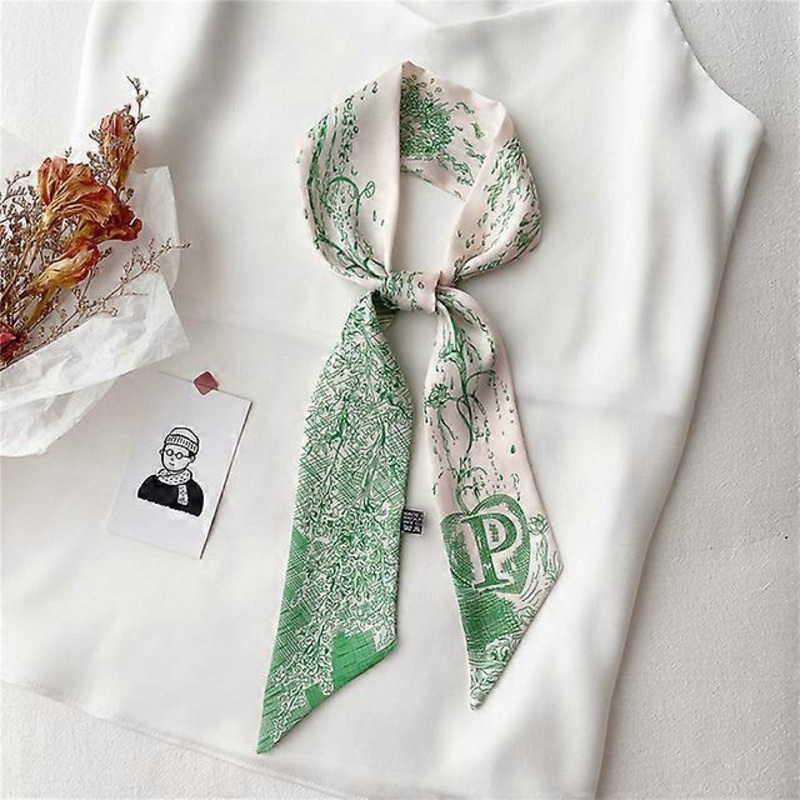 Popular Letter Print Long Scarf for Women Narrow Ribbon Headband Female Neckerchief Handle Bag Band Bandana Hair Tie Accessories | Fruugo SG