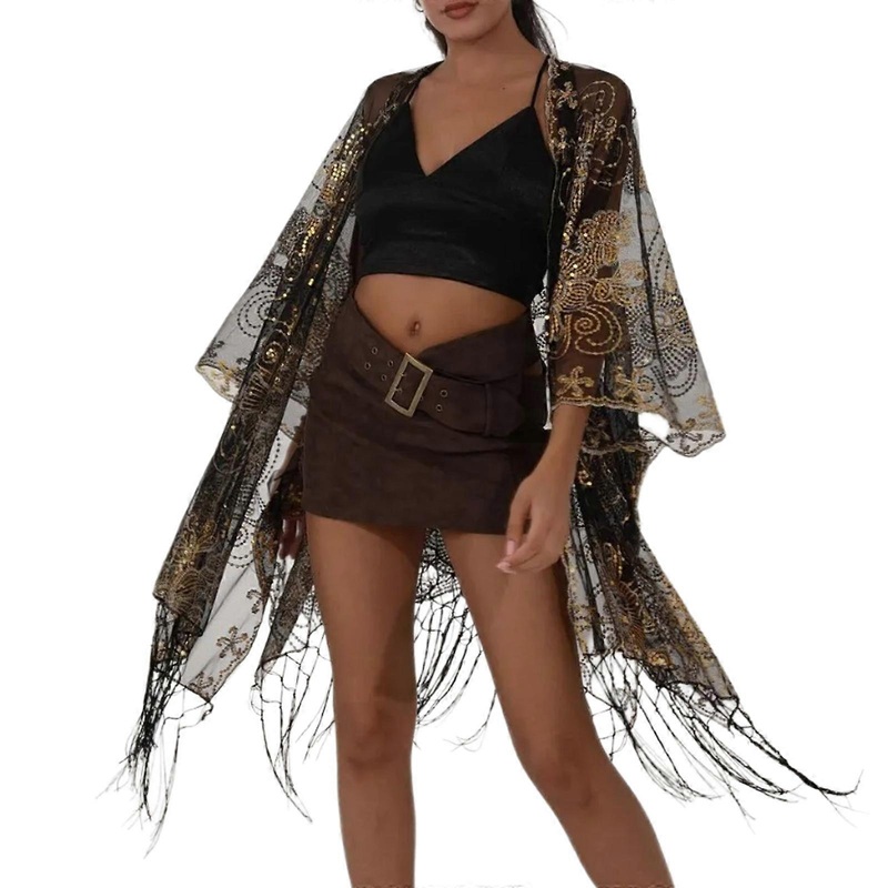 Sequins Decoration Shawl Comfortable Portable Shawl Elegant Retros Laces Shawl for Parties and Casual Wear  Black | Fruugo SG