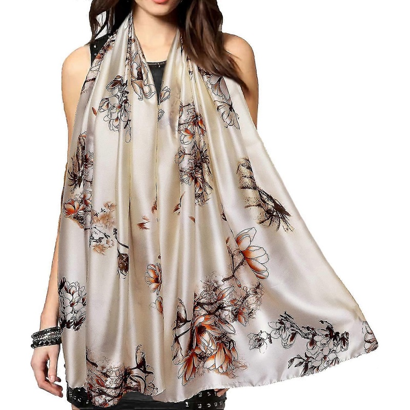 Silk Scarf For Women Fashion Long Satin Lightweight Large Shawl Wrap Floral Printed Sleep | Fruugo SG