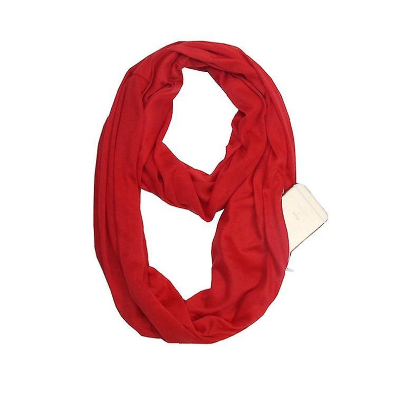 Travel Scarf With Hidden Pocket Women Infinity Scarf Solid Color Warm Scarf Nursing Scarf | Fruugo SG