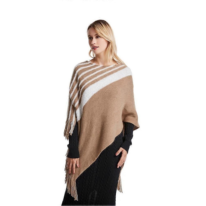 Warm Loose Shawl Pullover Kniting Poncho with Tassel Batwing Blouse for Lady | Fruugo SG