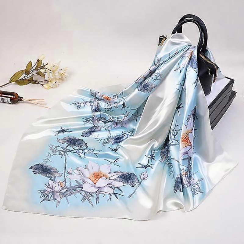 Wholesale Fashion Floral Print Kerchief Silk Satin Shawls and Wraps Hijab Scarfs Female 90cm*90cm Square Bag Scarves For Ladies | Fruugo SG