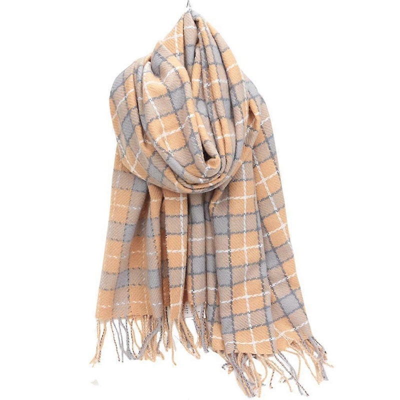 Winter Plaid Pashmina Scarf Warm Neck Fringed Wrap Thicken Shawl for Students | Fruugo SG