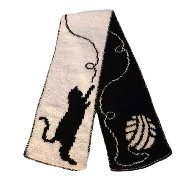Womens Cartoon Scarf Stylish Kitten Collar Neck Wrap Lady Thicken Winter Neck Warmer Fleecy Knitted Thicken Scarf | Fruugo SG