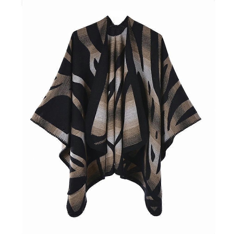 Zebra-Stripe Pashmina Shawl Wrap Thicken Warm Poncho Open Front Cape | Fruugo SG