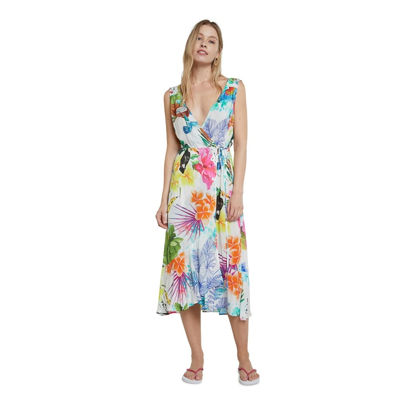Desigual Seychelles White Tropical Summer Beach Dress SS21  Style 21SWMW42 | Fruugo SG
