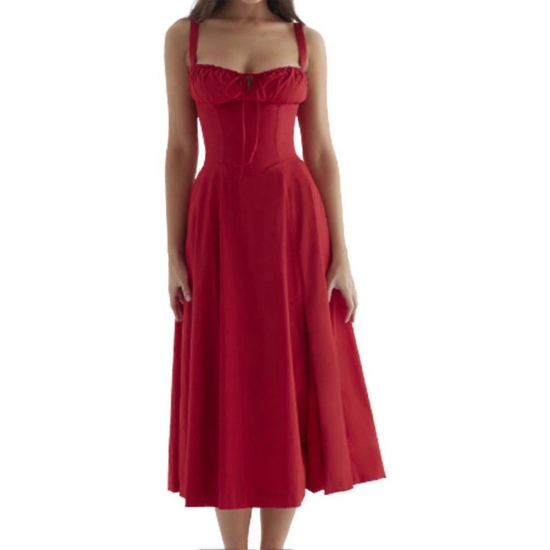 Fashion Print Bustier Sundress Drawstring Lace Sleeveless Dress for Women | Fruugo SG