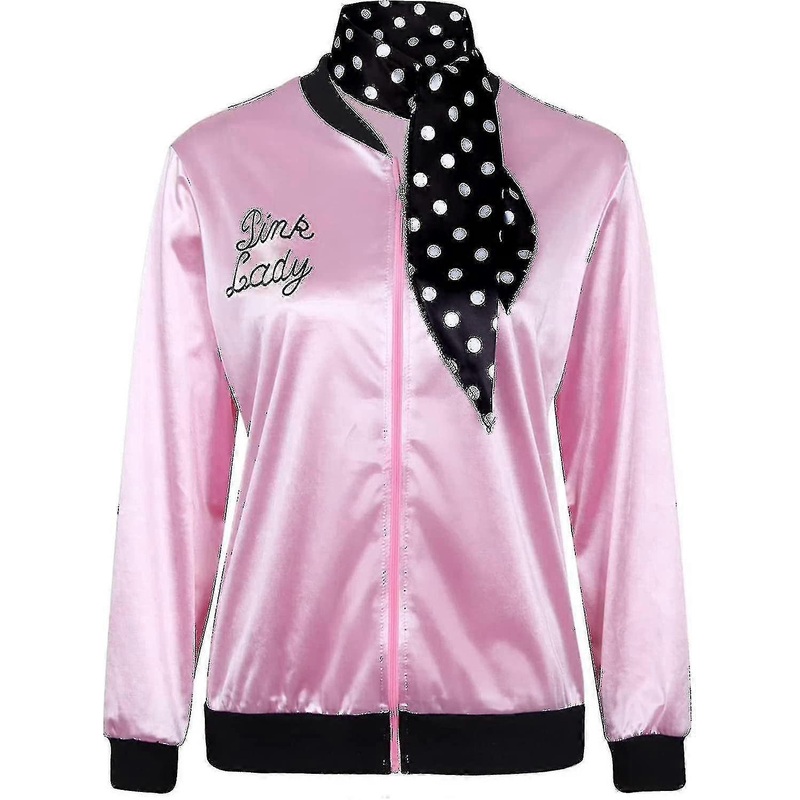 1950s Women Lady Girls Pink Satin Jacket Halloween   Costume Fancy Dress Coat With Neck Scarf_y | Fruugo SG