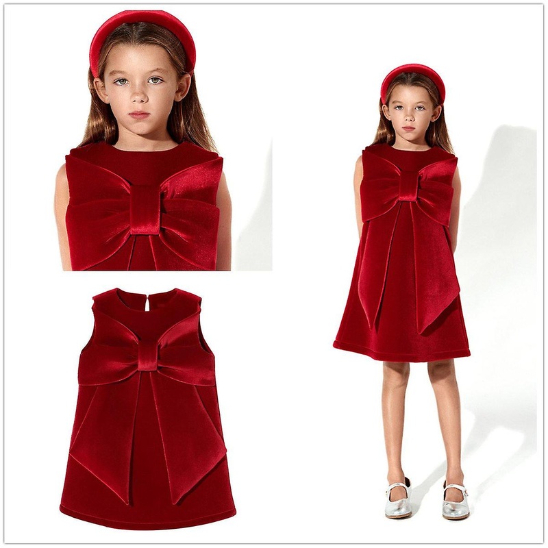 European And American Children’s Dress Children’s Christmas Dress Big Bow Vest Dress Girls’ New Year Dress | Fruugo SG
