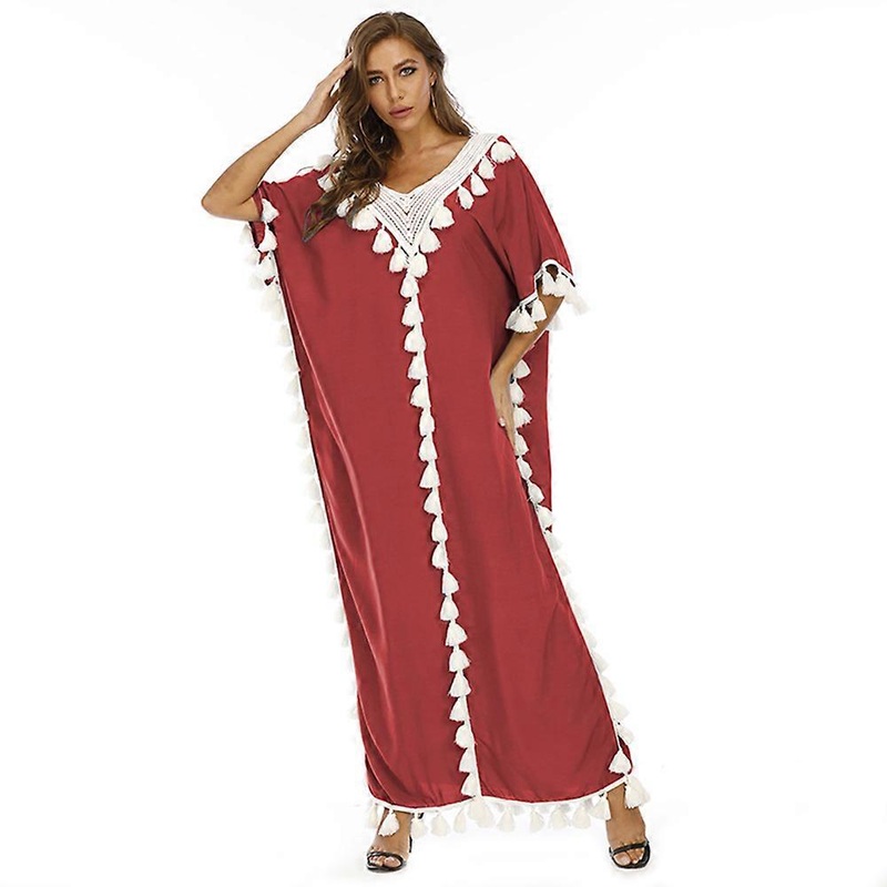 Women’s robe V-neck dress short sleeve tassel  robe home wear | Fruugo SG