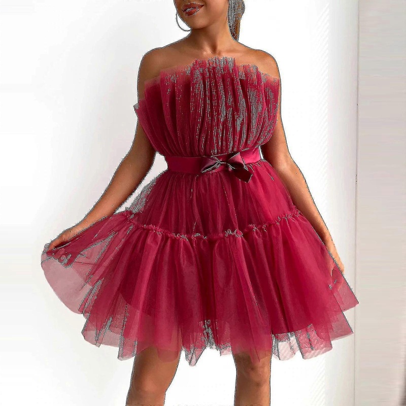 Women Tulle Dress Sleeveless Short Dress Solid Mesh Princess Steapless Party Dress | Fruugo SG
