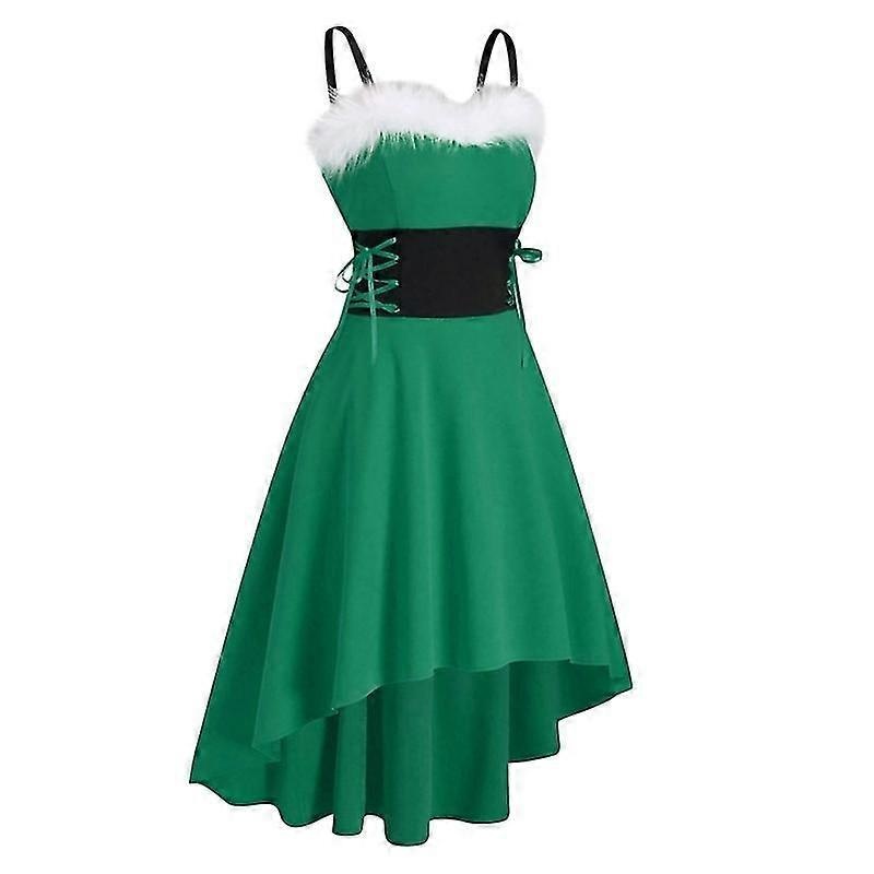 Christmas Dress Off Shoulder Contrast Color Autumn Winter Patchwork High Low Dress Festival Costume | Fruugo SG