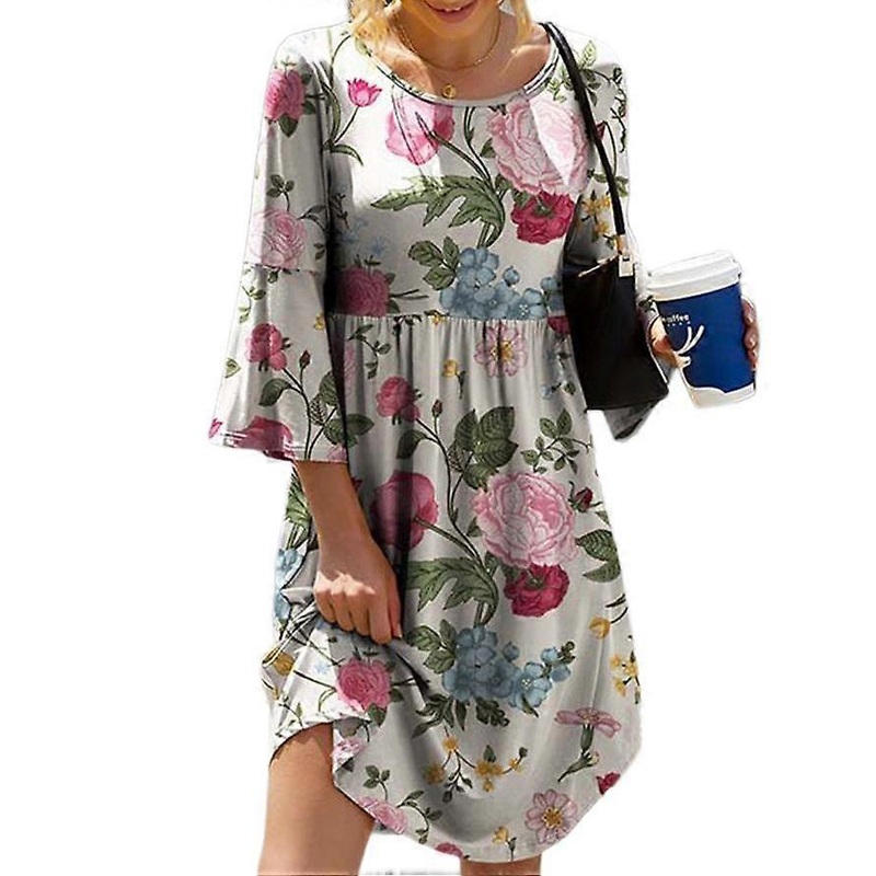 Fashion Sexy Printed Hem Dress Waist Loose Casual Dress | Fruugo SG