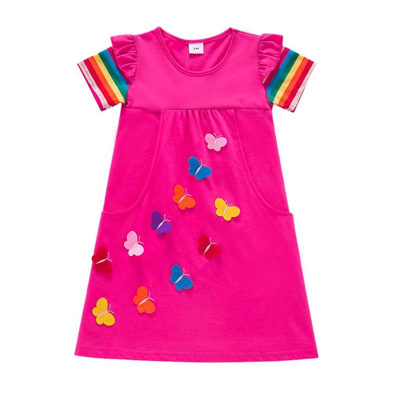 Girl Short-sleeved Unicorn Dress Pony Cartoon Dress Printed Embroidered Cotton Round Neck Dress For Girls Kids Summer Dress | Fruugo SG