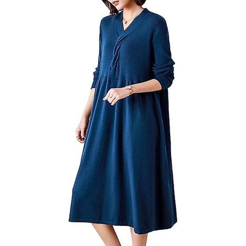 Women’s Long Sleeve Sweater Dresses Casual Loose Knit Pullover Sweater Long Dress | Fruugo SG