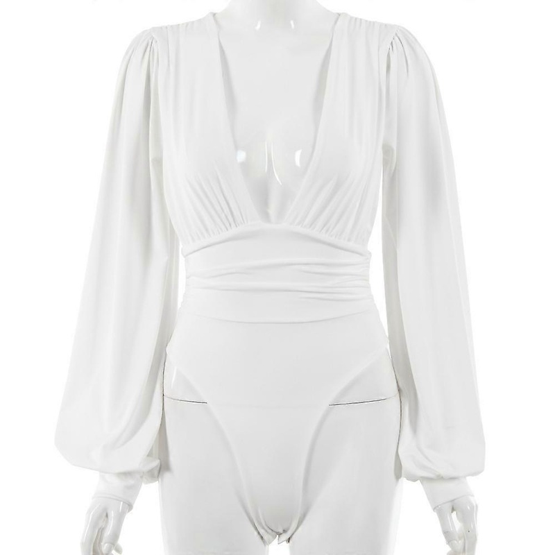 Women’s Sexy Long Sleeved Deep V-shaped Waist Pleated One-piece Dress For Women | Fruugo SG