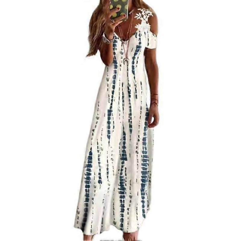 Women’s Summer New Lace Sling V-neck Fashion Printed Loose Dress | Fruugo SG