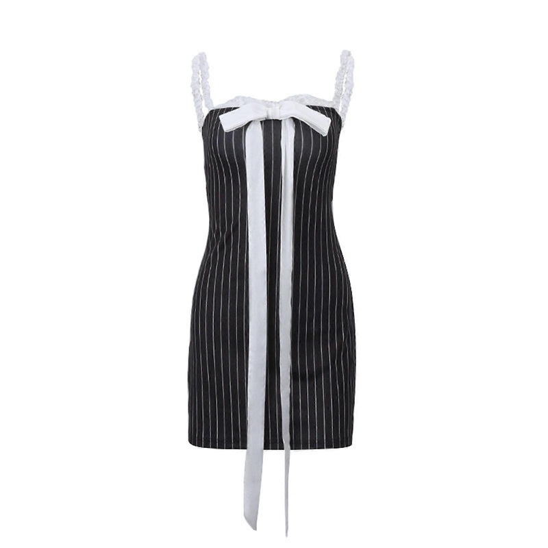 Womens Sexy Strapless Off Shoulder Striped Bodycon Mini Dress Summer Elegant Lace Bowknot Patchwork Short Dresses  Black M | Fruugo SG