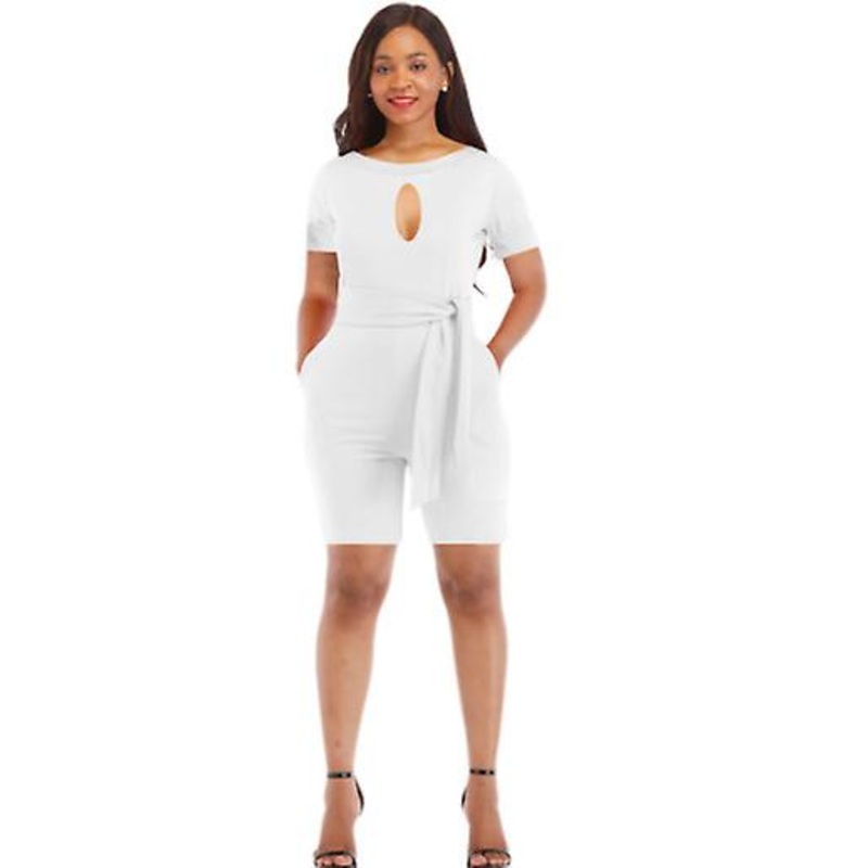 2023 High Quality Women’s Sexy Dress Ins Classic Solid Round Neck Cut-out Short Sleeve Jumpsuit For Ladies | Fruugo SG