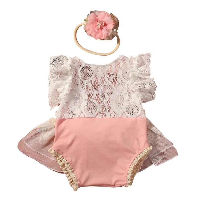 Baby Photography Romper Backless Dress Elegant Ruffle and Bowknot Headband Set for Studio Photos Taking and Daily Use  S | Fruugo SG