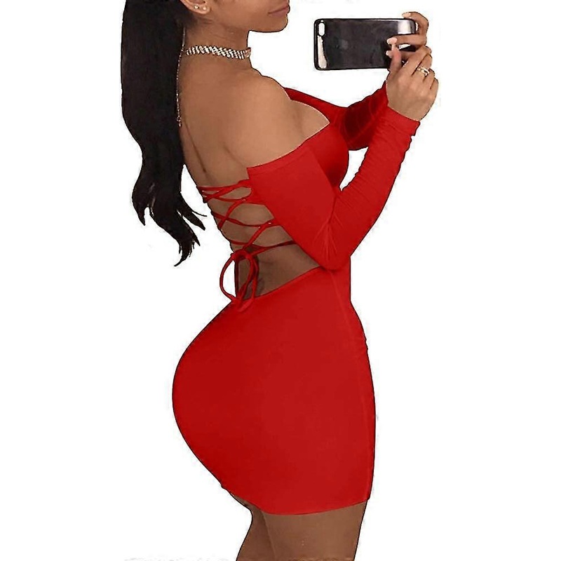 Women’s Sexy Off Shoulder Backless Lace Up Club Bodycon Mini  S-2xl | Fruugo SG