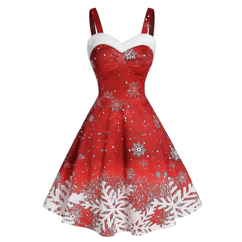 Women Vintage Christmas Dresses Ombre Color Snowflake Print Off Shoulder Party Dress | Fruugo SG