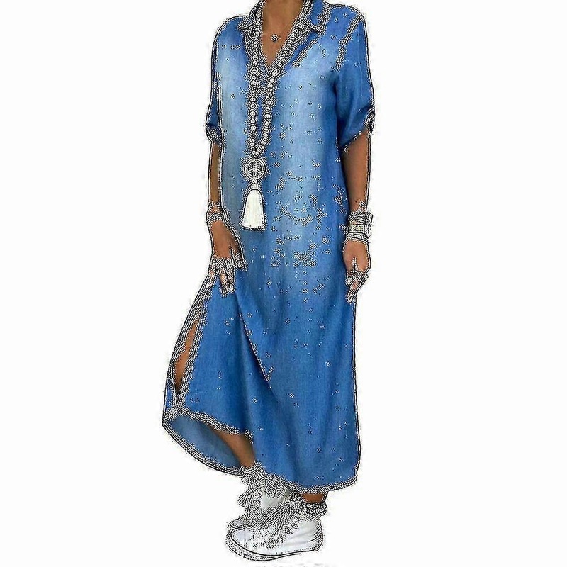 Womens Casual Denim Long Maxi Dress Ladies Summer Loose Jeans – JA | Fruugo SG