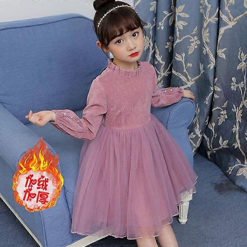 2021 Autumn Winter Children Clothing Girl Princess Party Dress Spring Casual Long Sleeves Lace Dress Warm Girls Dress | Fruugo SG