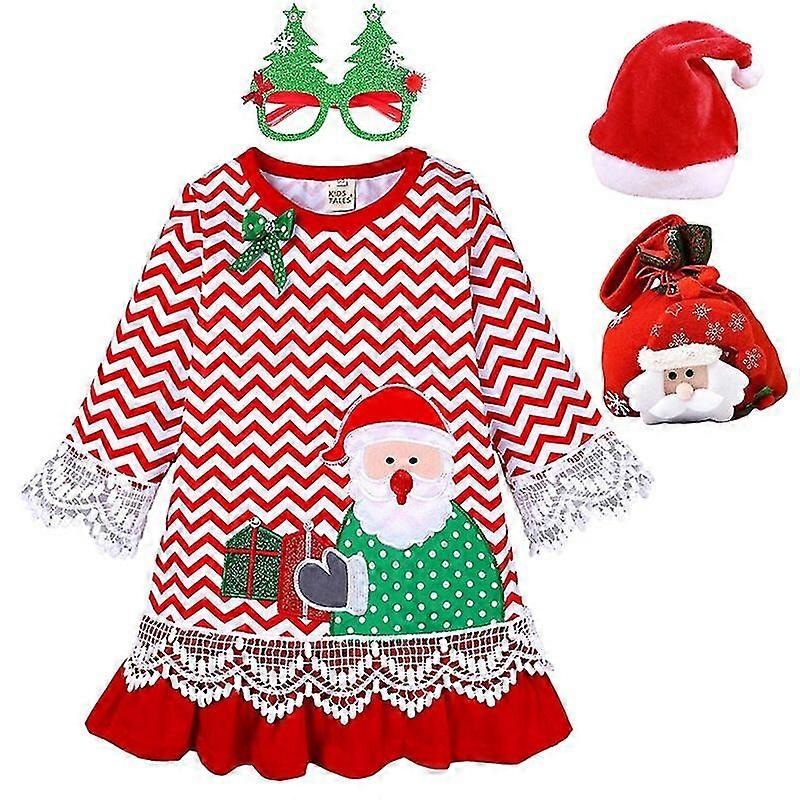 Children Cartoon Christmas Santa Claus Clothing Girl Dresses Cotton Long Sleeve Kids Costume 1-6 Years | Fruugo SG