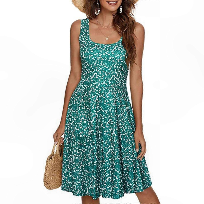 Floral A-Line Midi Dress for Women, Sleeveless Ruffle Summer Party Dress, Vintage Print Granny Style Gray XXL | Fruugo SG