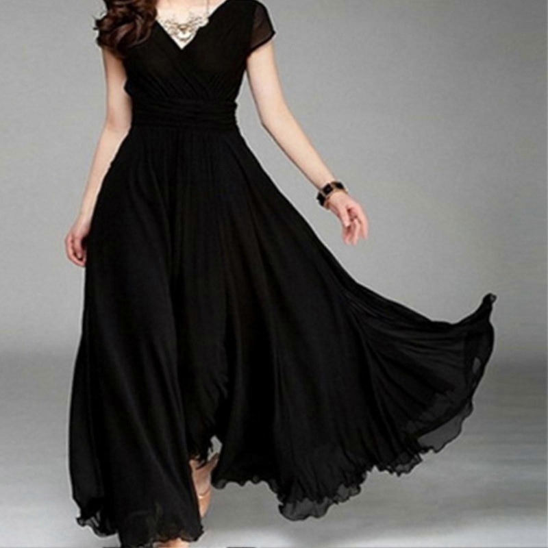Women’s Casual Chiffon Dress V Neck Evening Dress Wedding Guest Dresses for Outdoor Daily Outfit | Fruugo SG