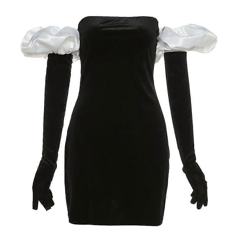 Women’s Sexy Fashion Puff Sleeve Wrap Bodycon Slim Dress With Gloves | Fruugo SG